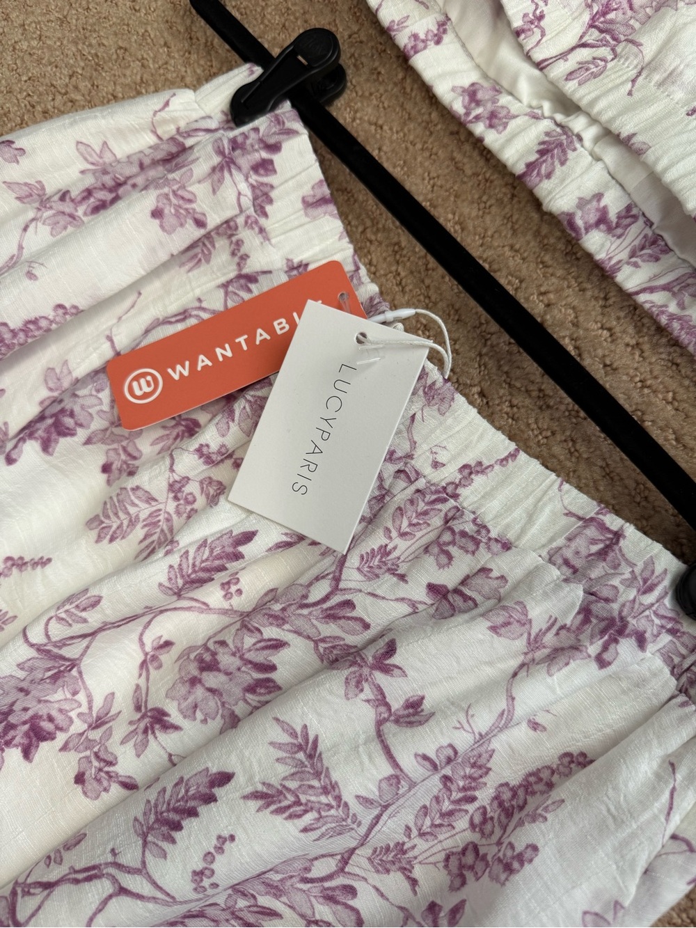 Lucy Paris Cream and Light Lilac Floral Maxi Two-Piece Dress - Picture 3 of 7
